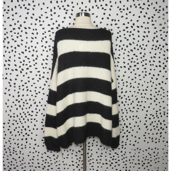 For Love & Lemons Black & White Striped Meggy Oversized Sweater - Picture 6 of 10